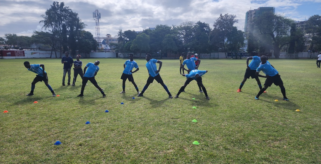 MSC Men Warm Up before their game against Technical Univeristy of Kenya